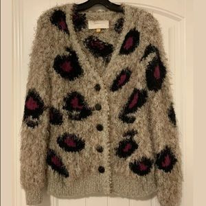 Leifsdottir Leopard Eyelash Wool Cardigan Sz S